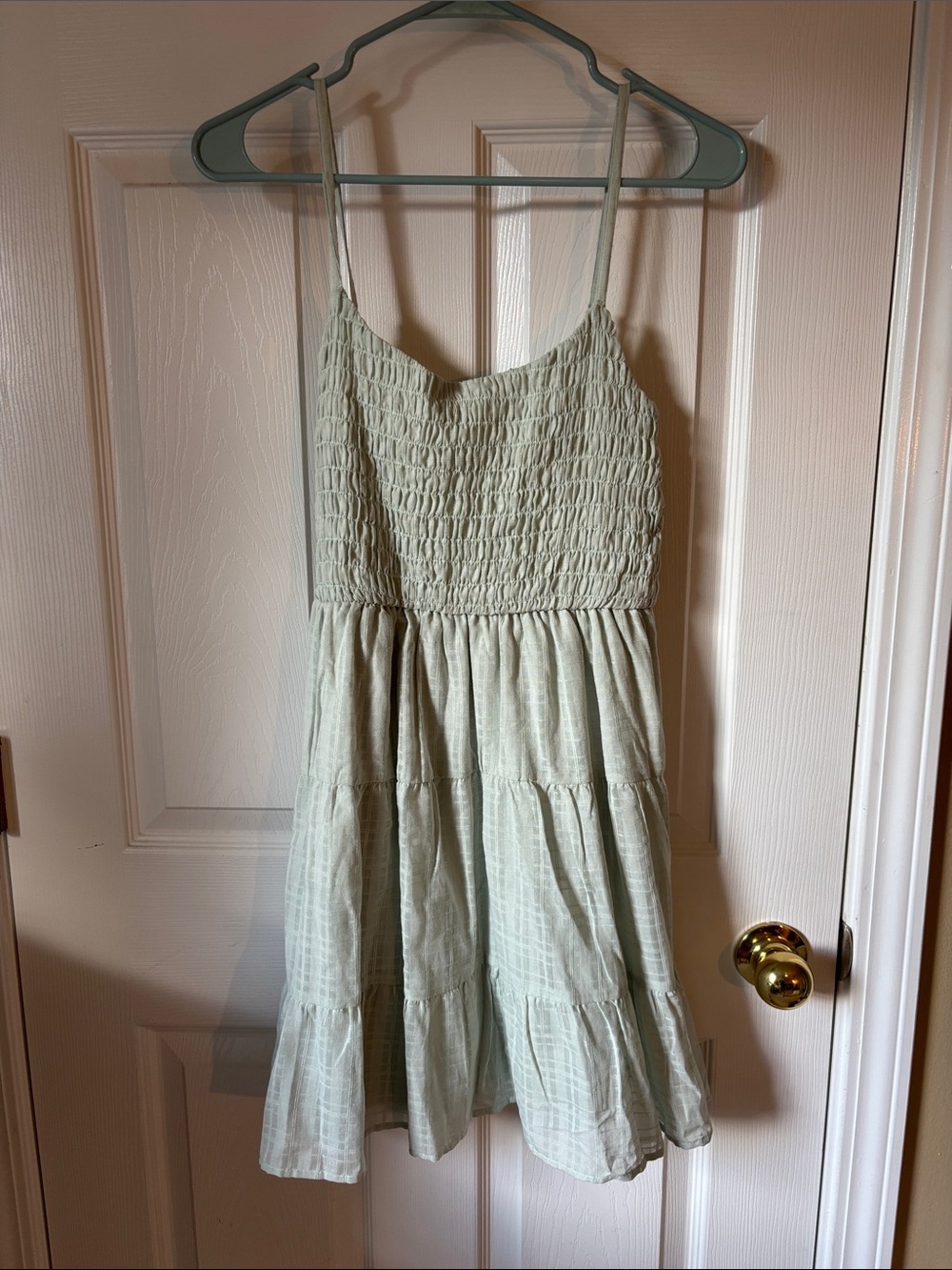 NWT Pink Rose Sea Glass Green Tiered Dress | Adjustable Straps | Size Medium
